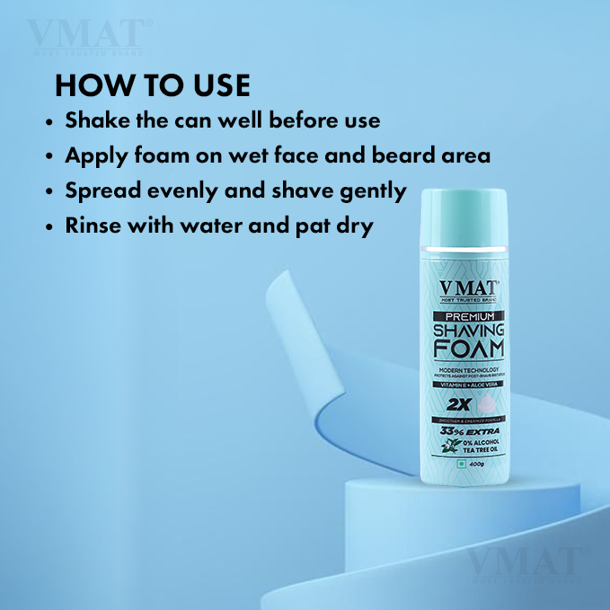 VMAT Premium Shaving Foam with Vitamin E, Aloe Vera & Tea Tree Oill